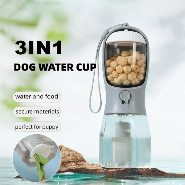 Three-in-one Dog Water Cup Drinking Food Garbage Bag- Pets Supplies