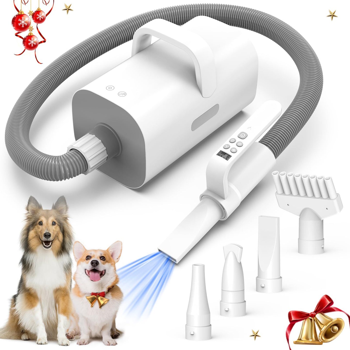 Pet Hair Dryer, 4-in-1 Smart Handle Pet Hair Dryer, 90 Ms High-speed Negative Ion Pet Hair Dryer, Adjustable Wind Speed And Temperature, Suitable For Dogs And Cats
