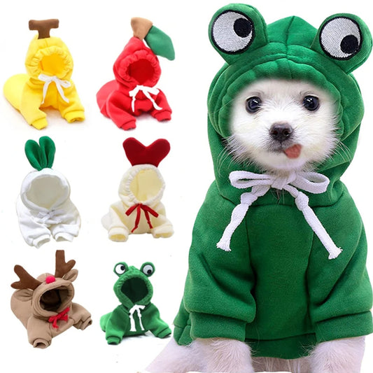Winter Fleece Pet Hoodie – Fruit Design for Small Dogs & Cats