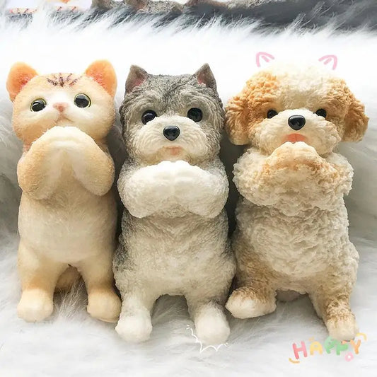 Cat Fidget Toy for Kids Sensory Toys Squeeze Toys Desk Decor Cat Dog Shape Collectible Figurines Toys Soft Flocking Fidget Toy