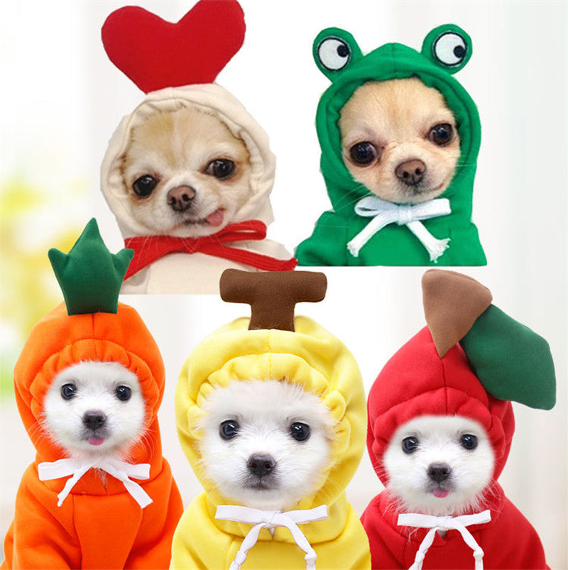 Winter Fleece Pet Hoodie – Fruit Design for Small Dogs & Cats