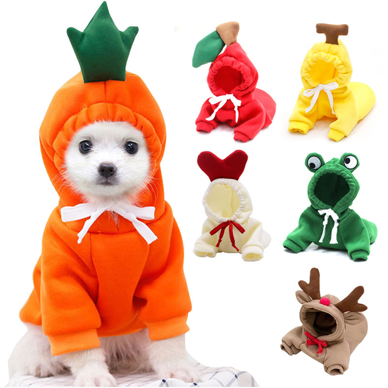 Winter Fleece Pet Hoodie – Fruit Design for Small Dogs & Cats
